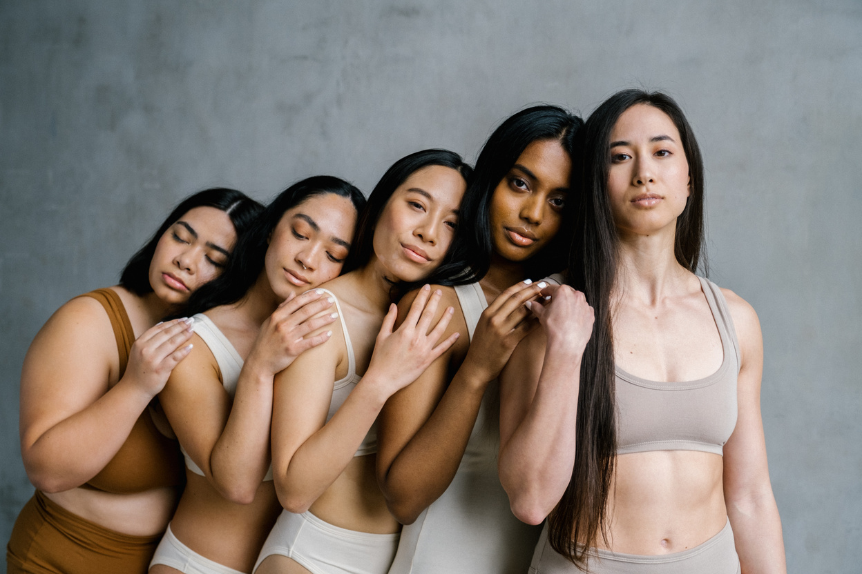 Confident Diverse Women in Underwear