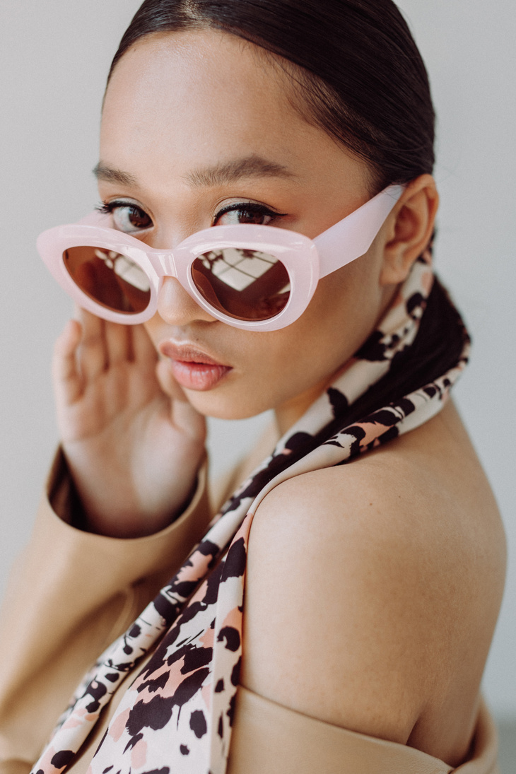 Stylish Woman in Scarf and Sunglasses